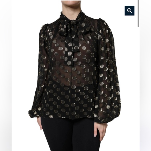NWT Dolce & Gabbana Black & Gold Polka Dot Silk Blouse - Picture 1 of 10